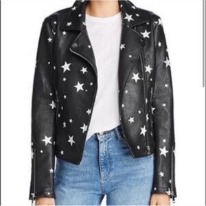 Aqua Faux black leather jacket with stars Sz XS